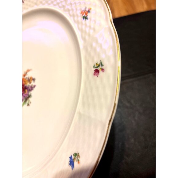 Thun Vtg Czech 12” Chop Plate Basket Weave Floral Gold Tradition Discontinued 22 - Picture 3 of 7